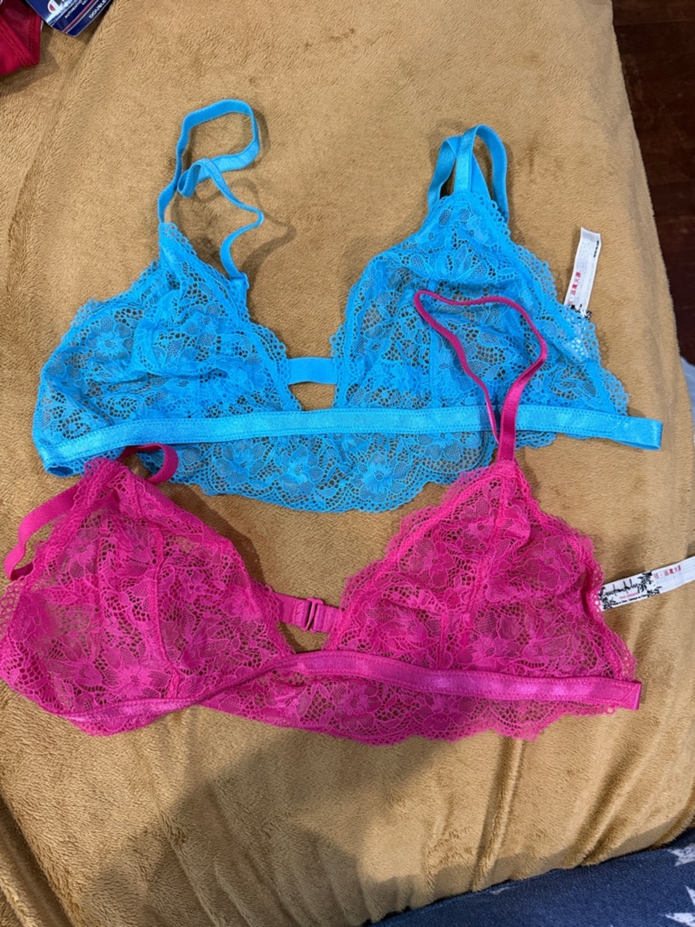 Lace Bralette Set - Turquoise & Fuchsia